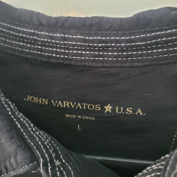 John Varvatos Star USA Size L Black Peace Polo shirt modern minimal sleek smart - Picture 10 of 11